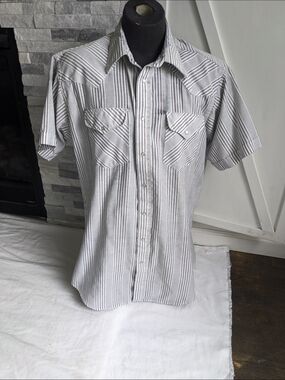 Vintage Ruddock Men's Short-Sleeve Pearl Snap White & Gray